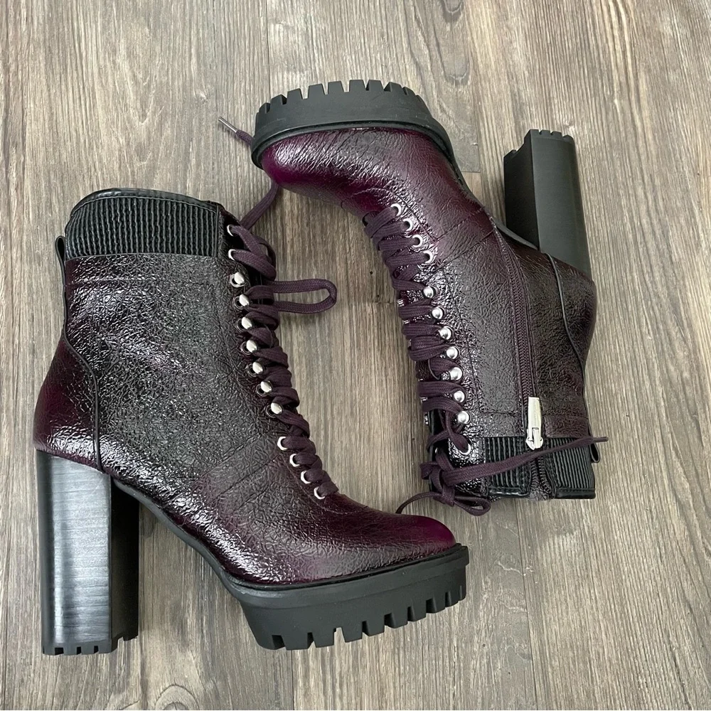 Vince Camuto NEW Deep Plum Colored Platform Ermania Combat Boots - Picture 4 of 14